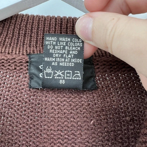 Vintage Designers Originals Zip Brown Leaf Embroidered Sweater Women's Medium - Picture 9 of 9